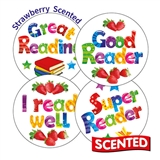 Scented Strawberry Stickers - Reading (20 Stickers - 32mm)