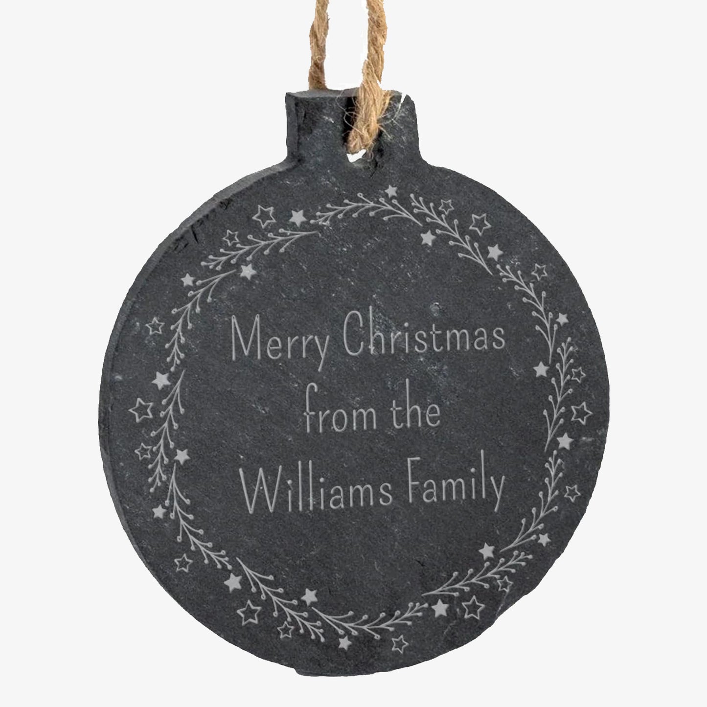 Personalised Wreath Design Christmas Slate Bauble - 70mm