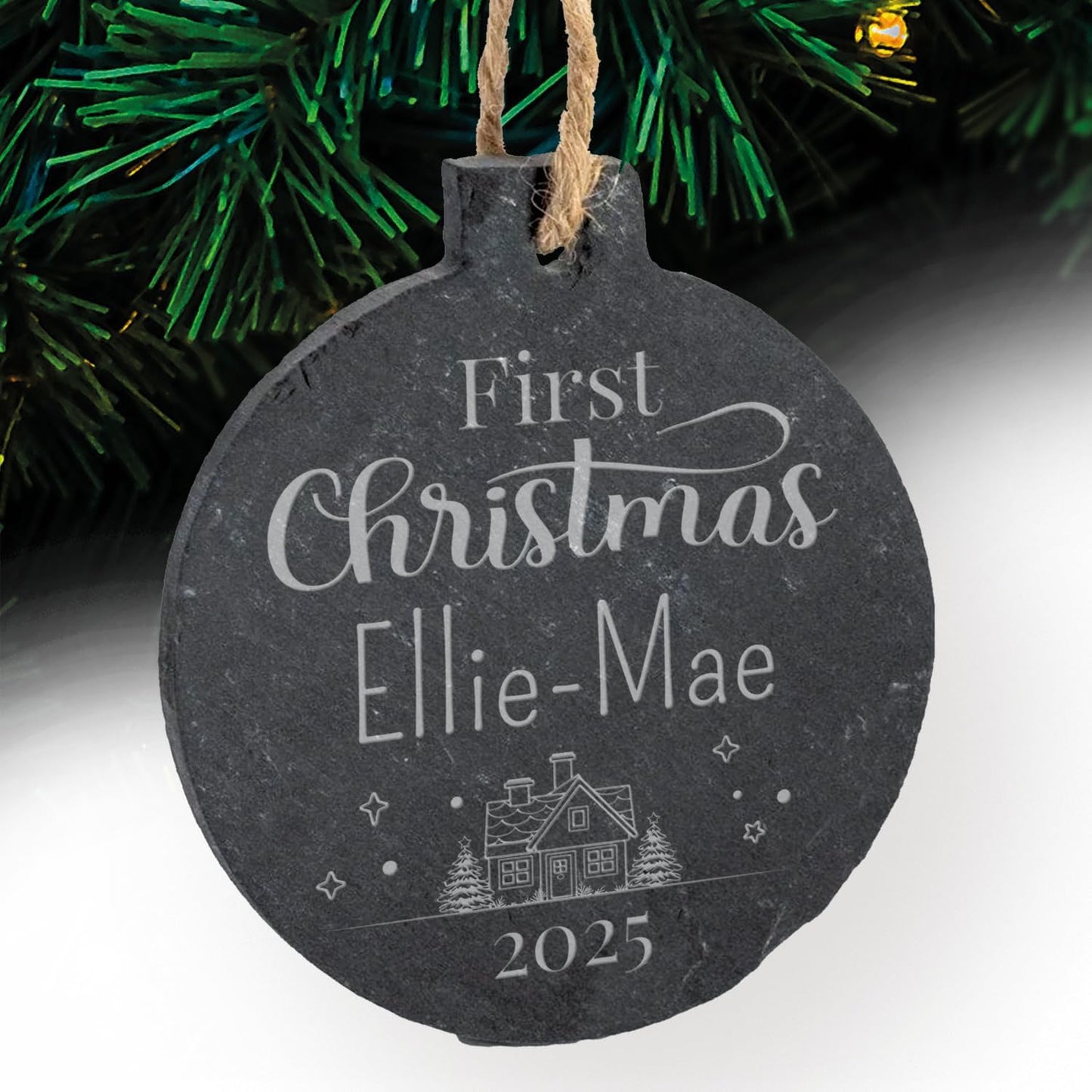 Personalised Christmas Slate Bauble - 70mm