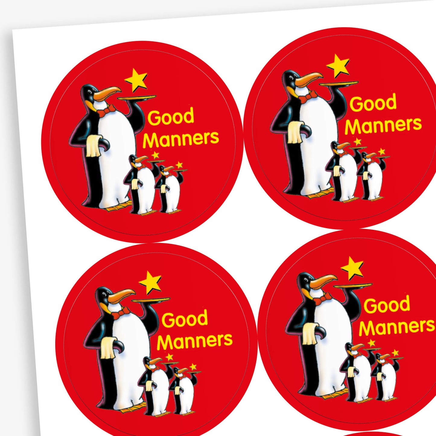 35 Good Manners Penguin Stickers - 37mm