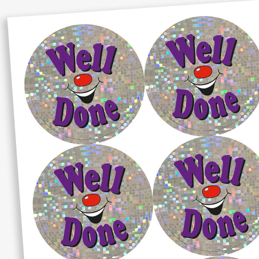 Holographic Well Done Stickers - 37mm