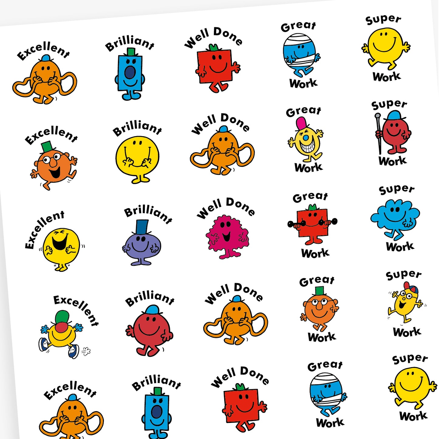 35 Mr Men Stickers - 37mm