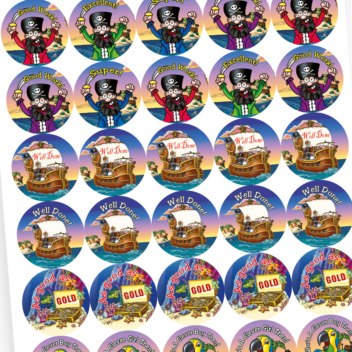 Piracy Sticker Pirate Stickers | Mixed Designs | 37mm | Pupil Reward