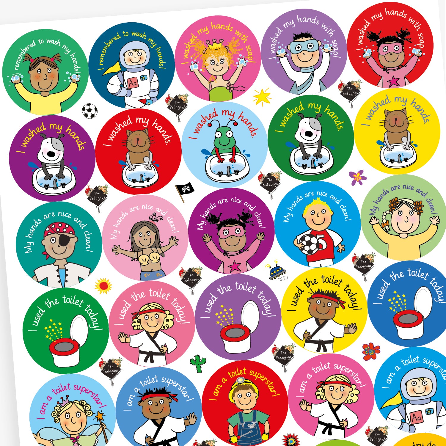 Pedagogs Toilet Training Stickers | 37mm | 35 Stickers