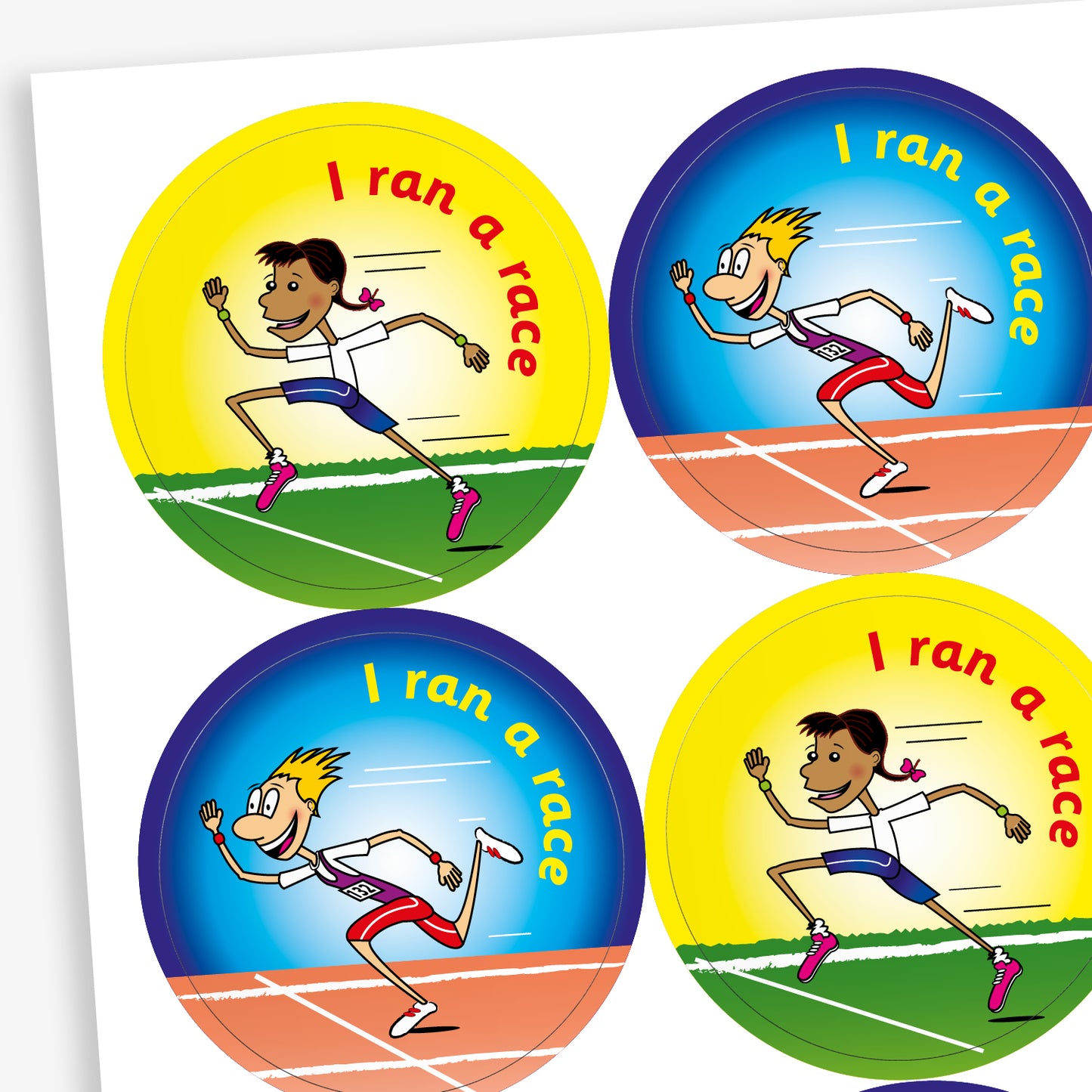 I Ran a Race Stickers Sports 37mm Pupil Rewards