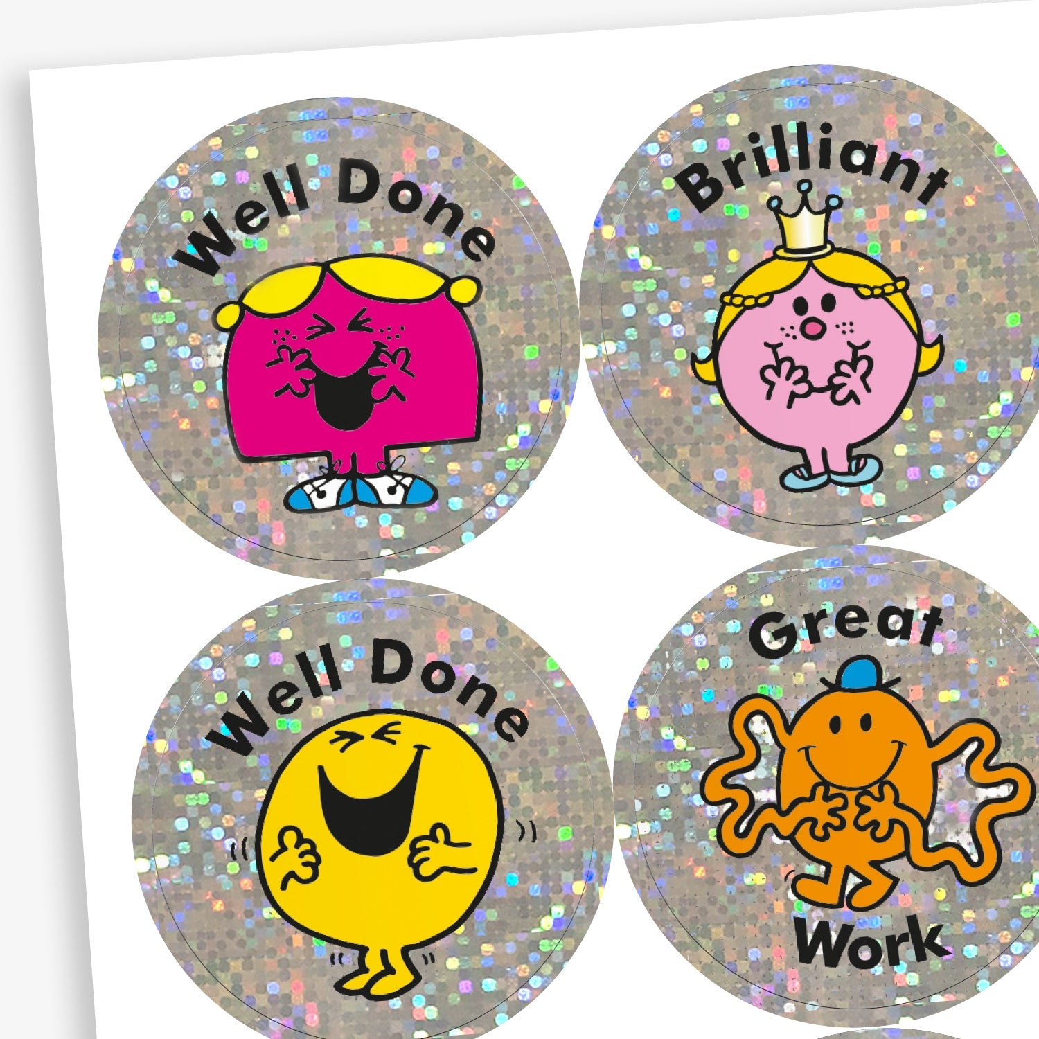 Mr Men & Little Miss Stickers | Holographic | 37mm | x 35