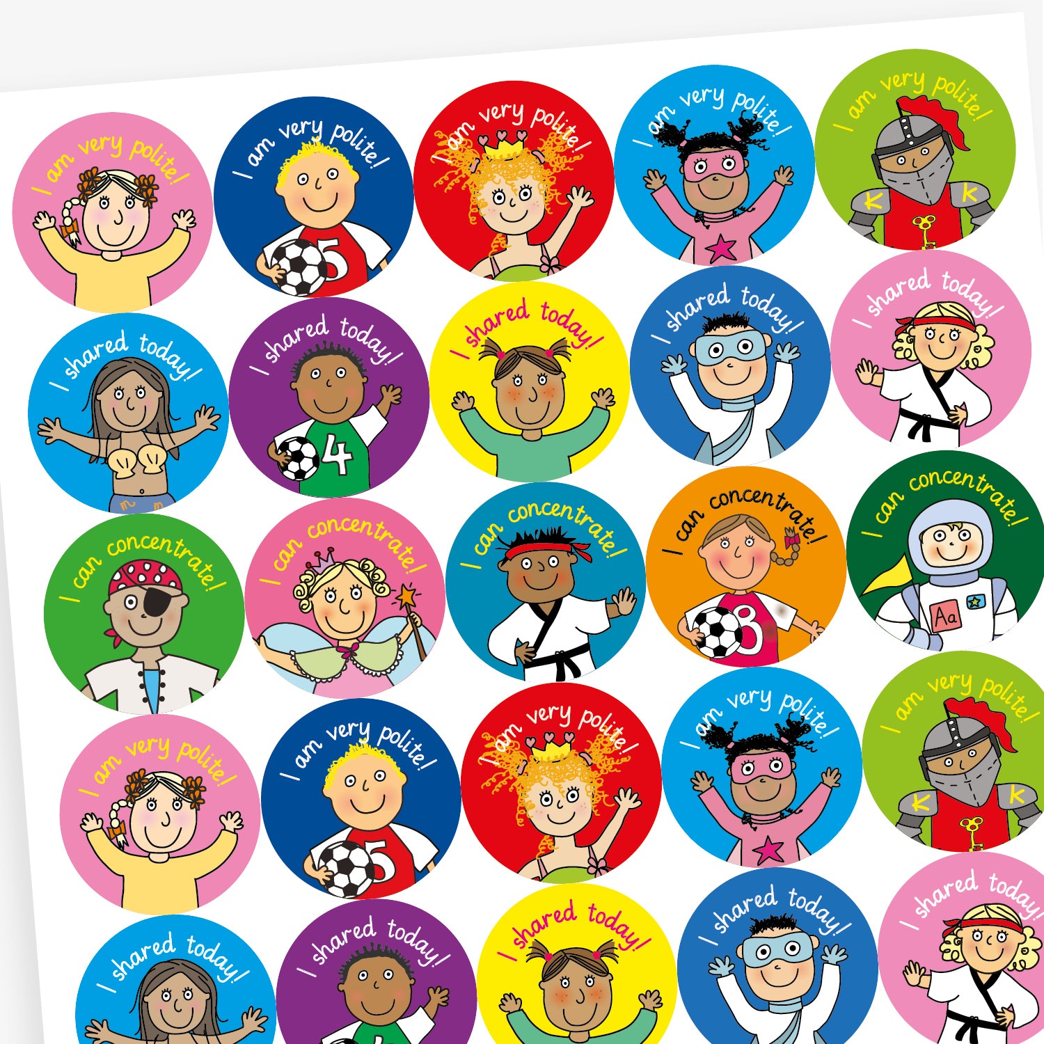 Pedagogs Manners Stickers | 35 Stickers | 37mm | Rewards