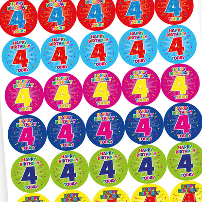 35 4th Birthday Stickers - 37mm