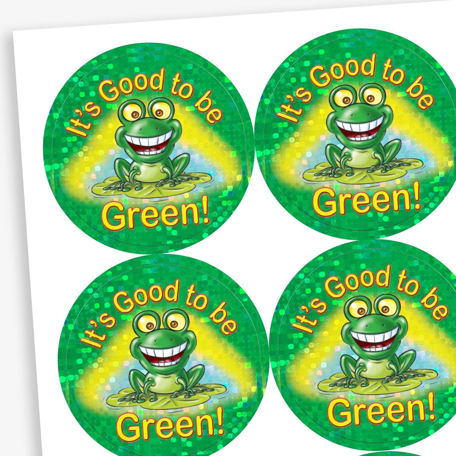 Holographic It s Good To Be Green Stickers 37mm Sparkly Holographic it s good to be green stickers 37mm sparkly
