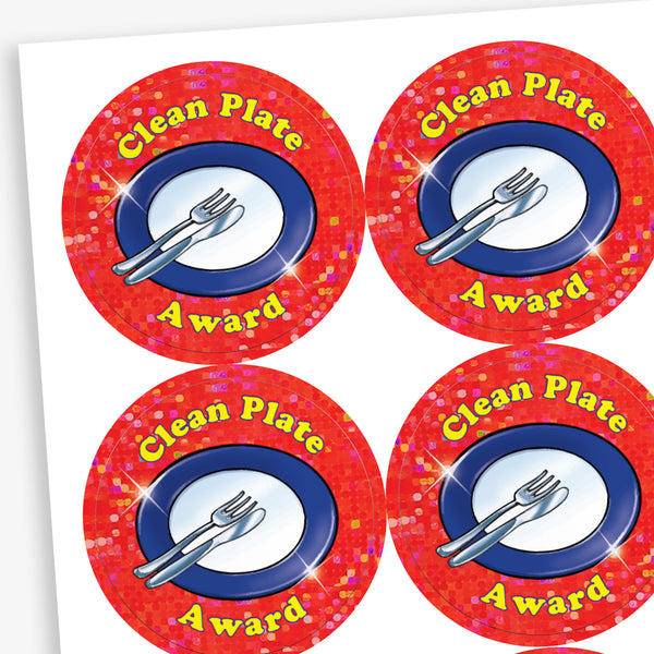 Holographic Clean Plate Award Stickers | 37mm | Sparkly