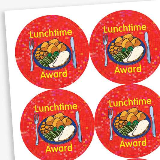 35 Holographic Lunchtime Award Stickers - 37mm
