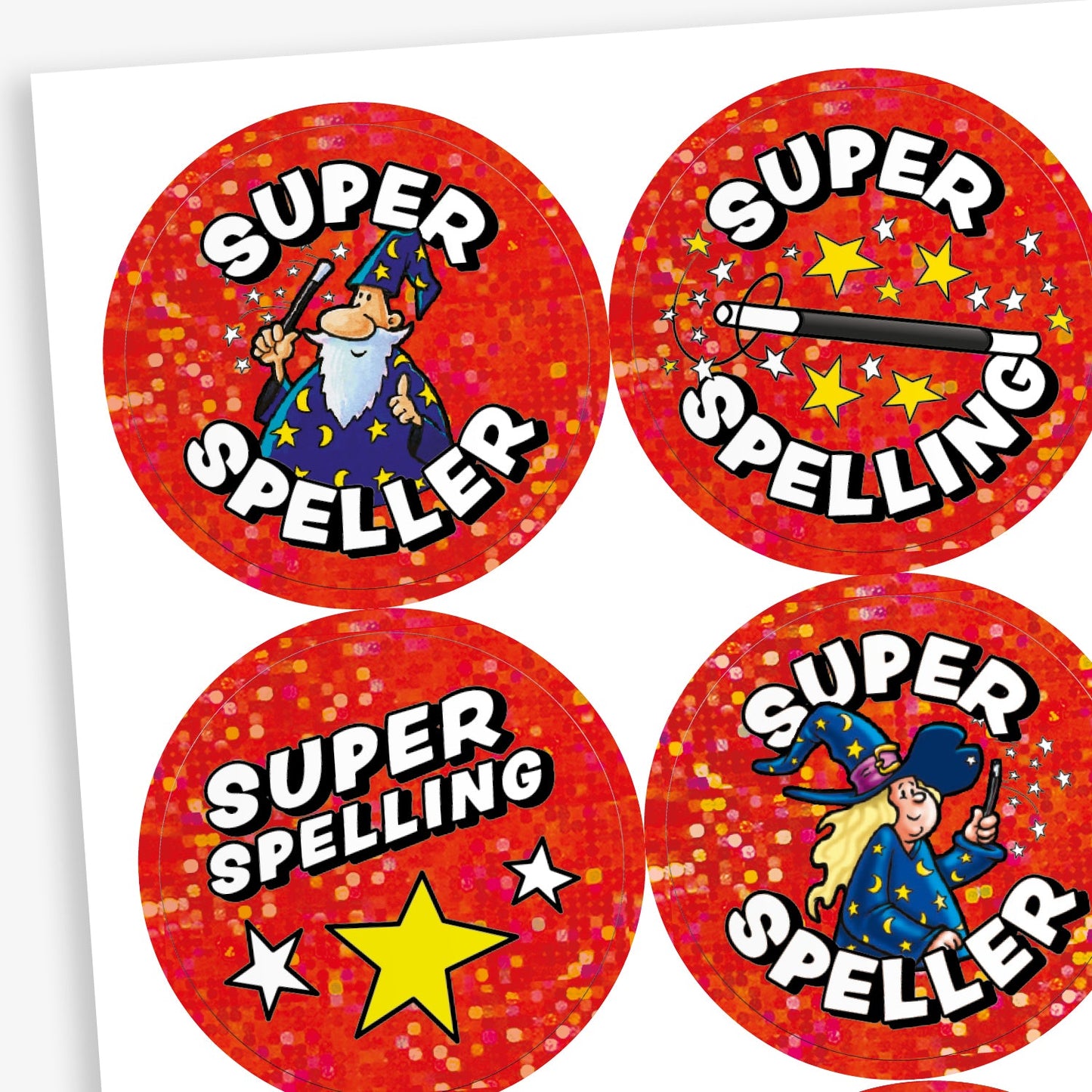 35 Holographic Super Speller Wizard Stickers - 37mm