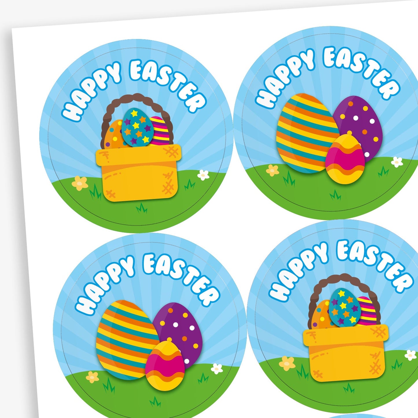 35 "Happy Easter" Eggs Stickers - 37mm