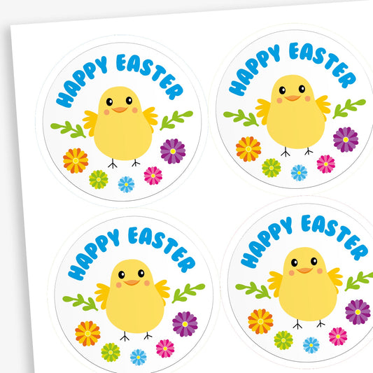 35 "Happy Easter" Chick Stickers - 37mm