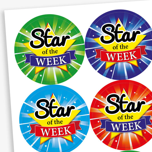 35 Assorted Star of the Week Stickers - 37mm