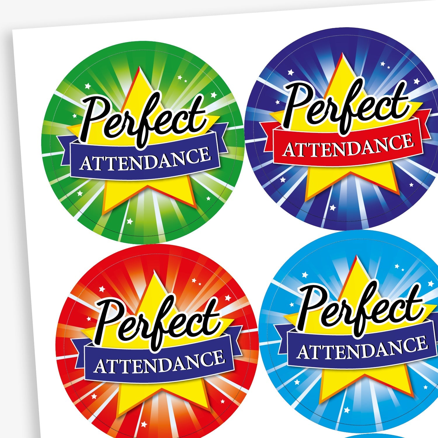 Perfect Attendance Stickers | 35 Stickers | 37mm | Reward
