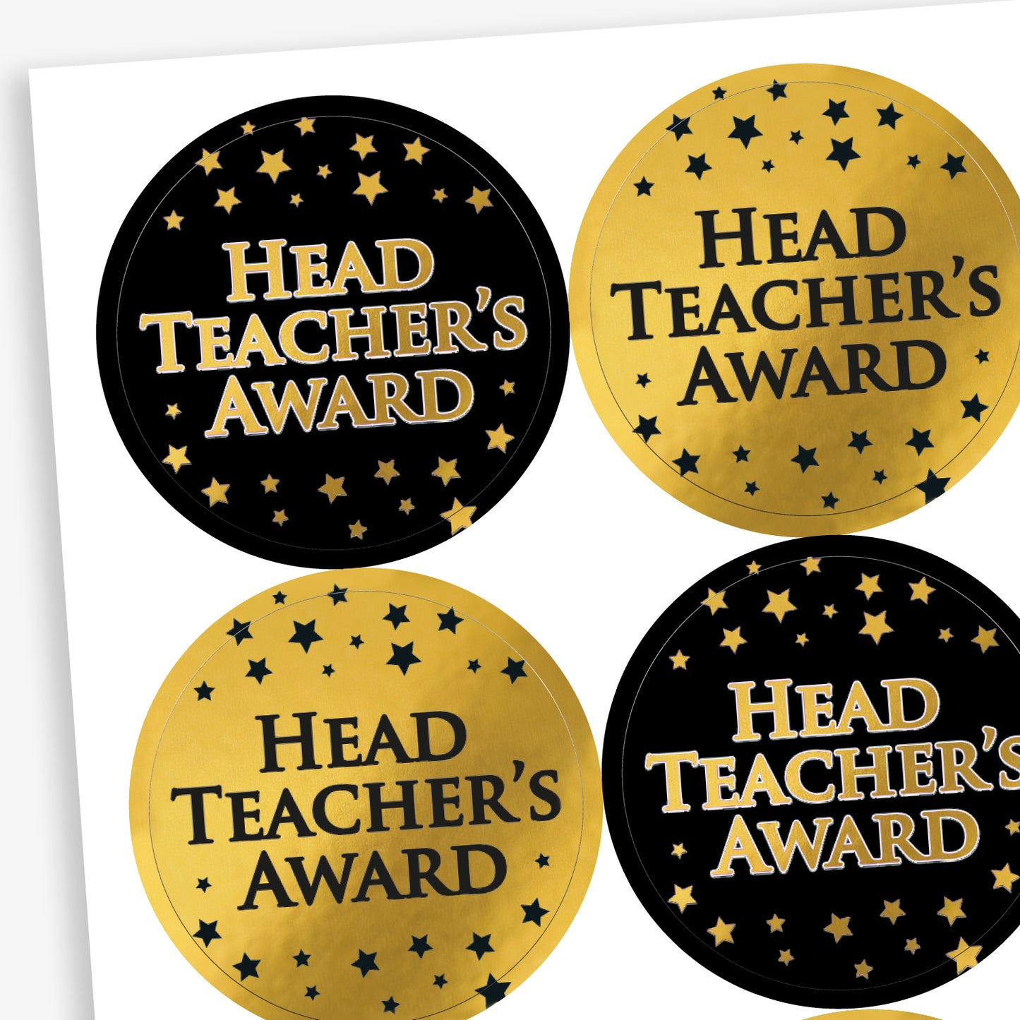 Metallic Head Teacher's Award Stickers - 37mm