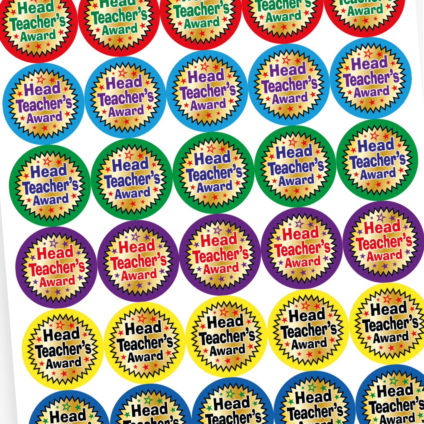 Metallic Head Teacher's Award Stickers - 37mm