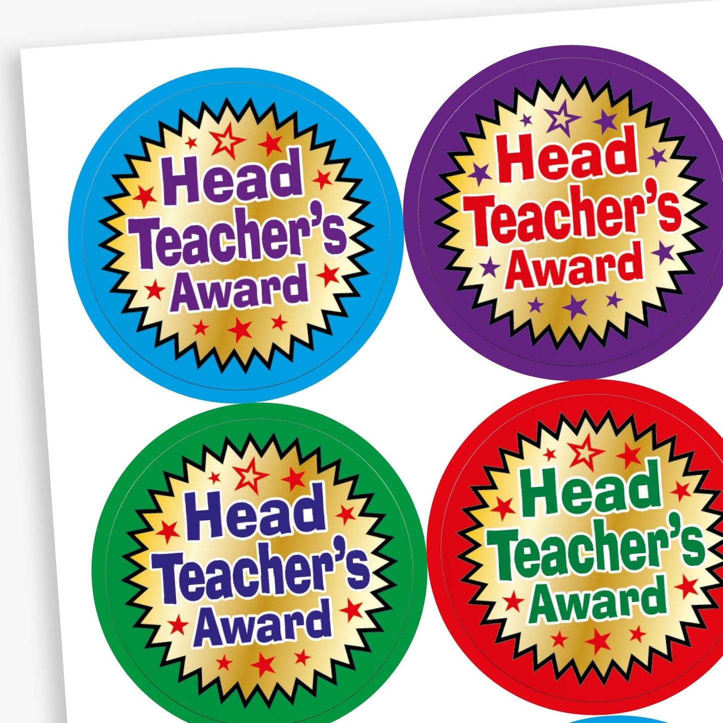 Metallic Head Teacher's Award Stickers - 37mm