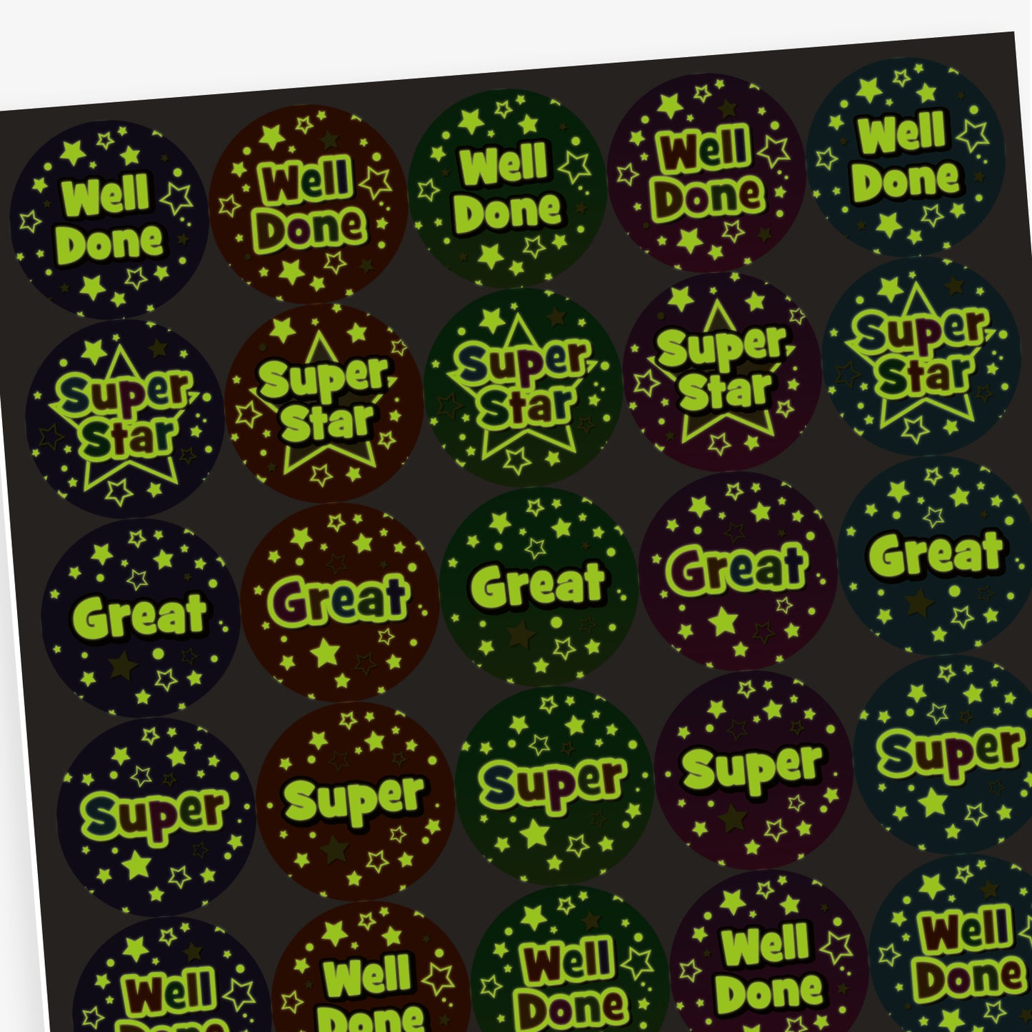 35 Glow In The Dark Reward Stickers - 37mm