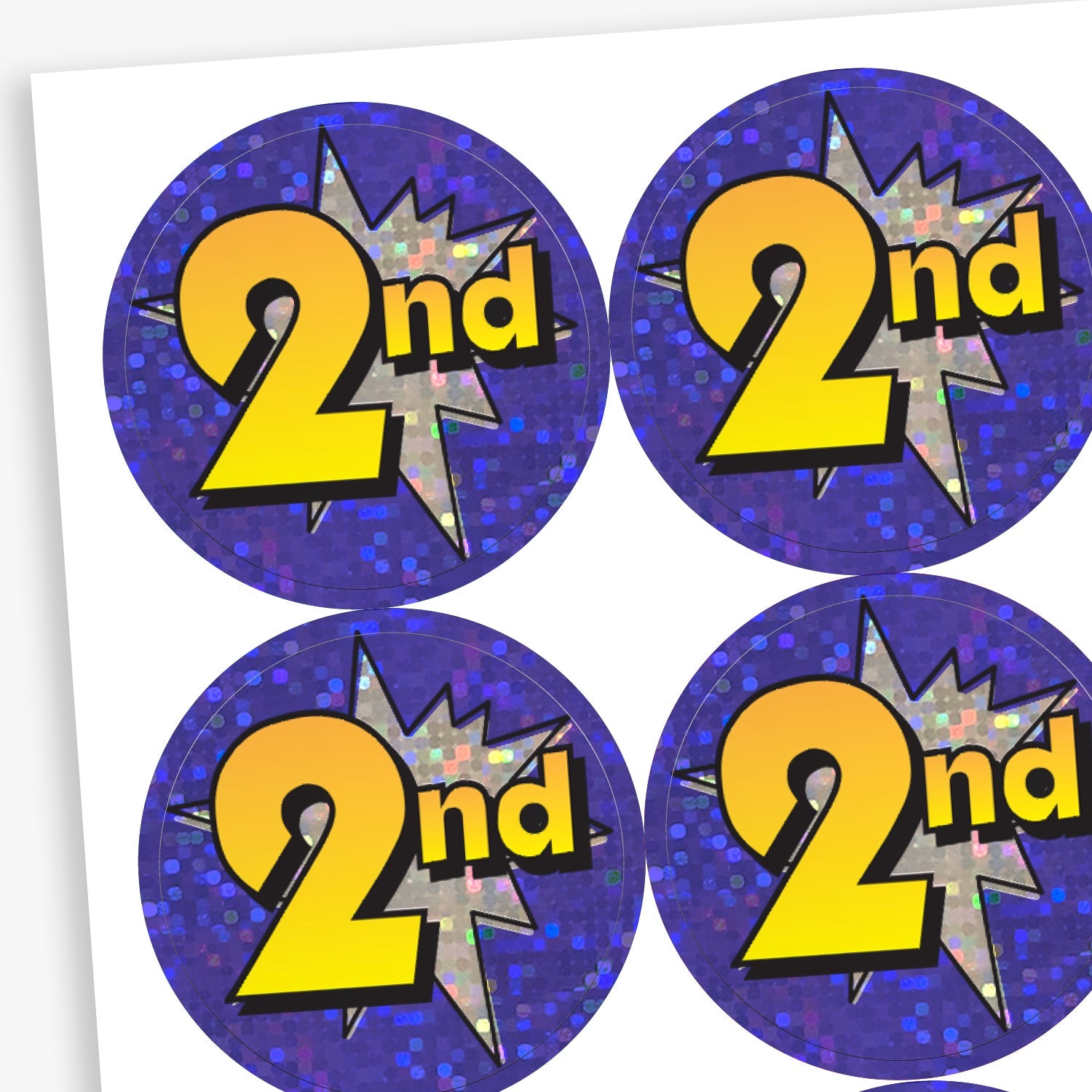 Holographic Second Stickers | 35 Stickers | 37mm | Shiny