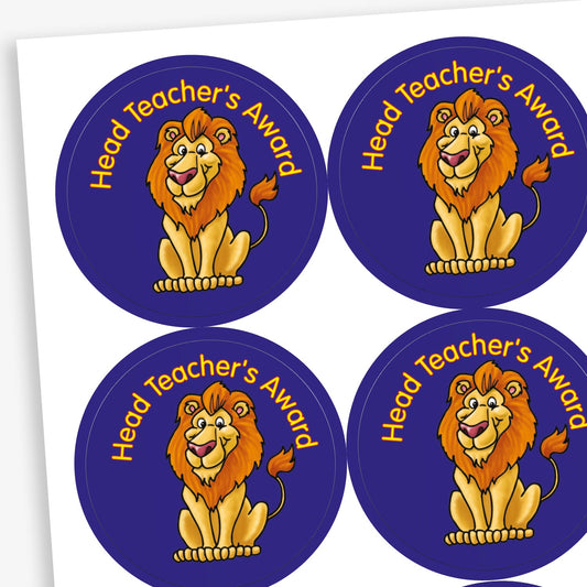 35 Head Teacher's Award Lion Stickers - 37mm