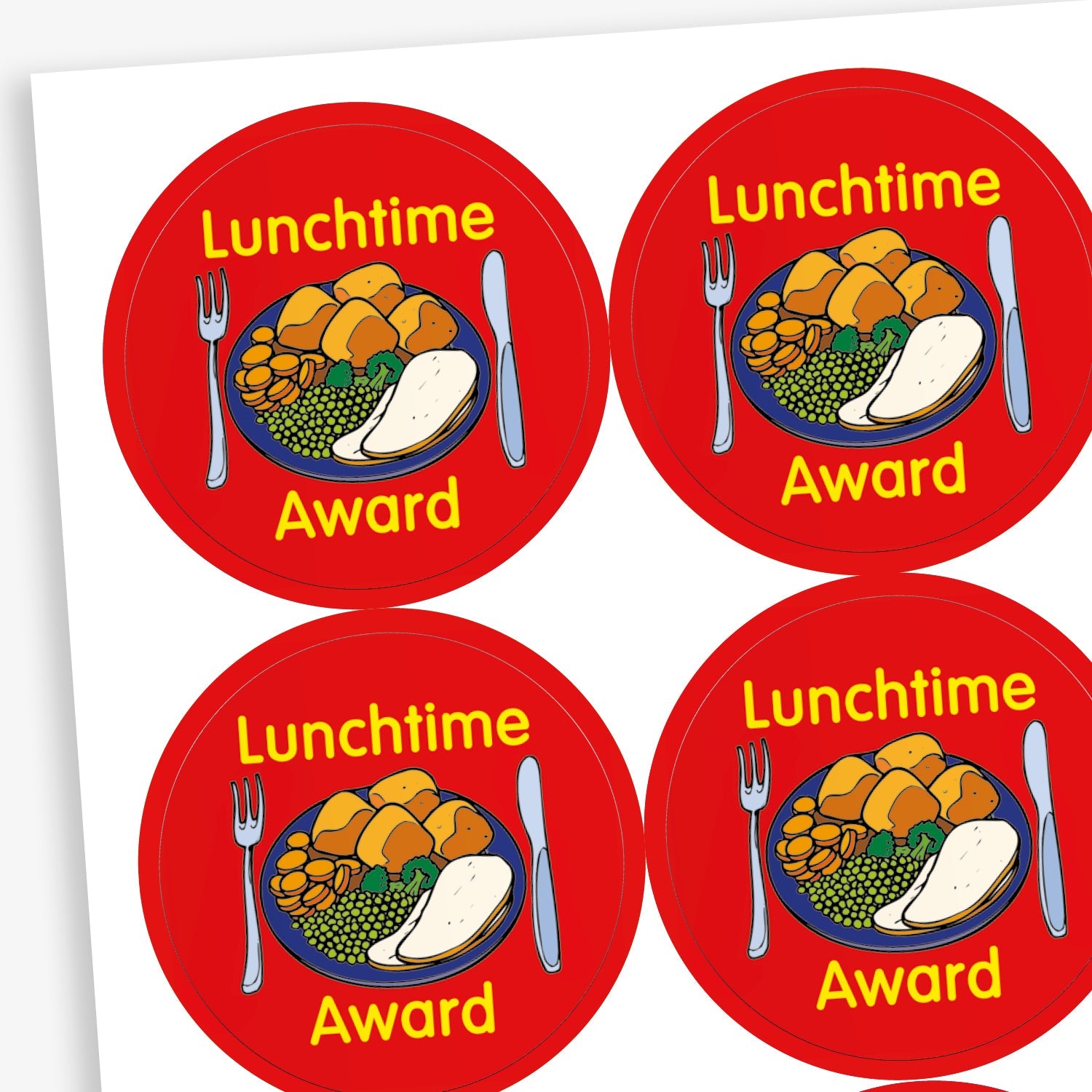 Lunchtime Award Stickers | Roast Dinner | x 35 | 37mm