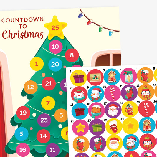 Christmas Sticker A4 Advent Calendar with 70 Stickers