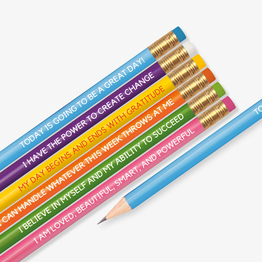 6 Positive Affirmation Multi-Coloured HB Pencils