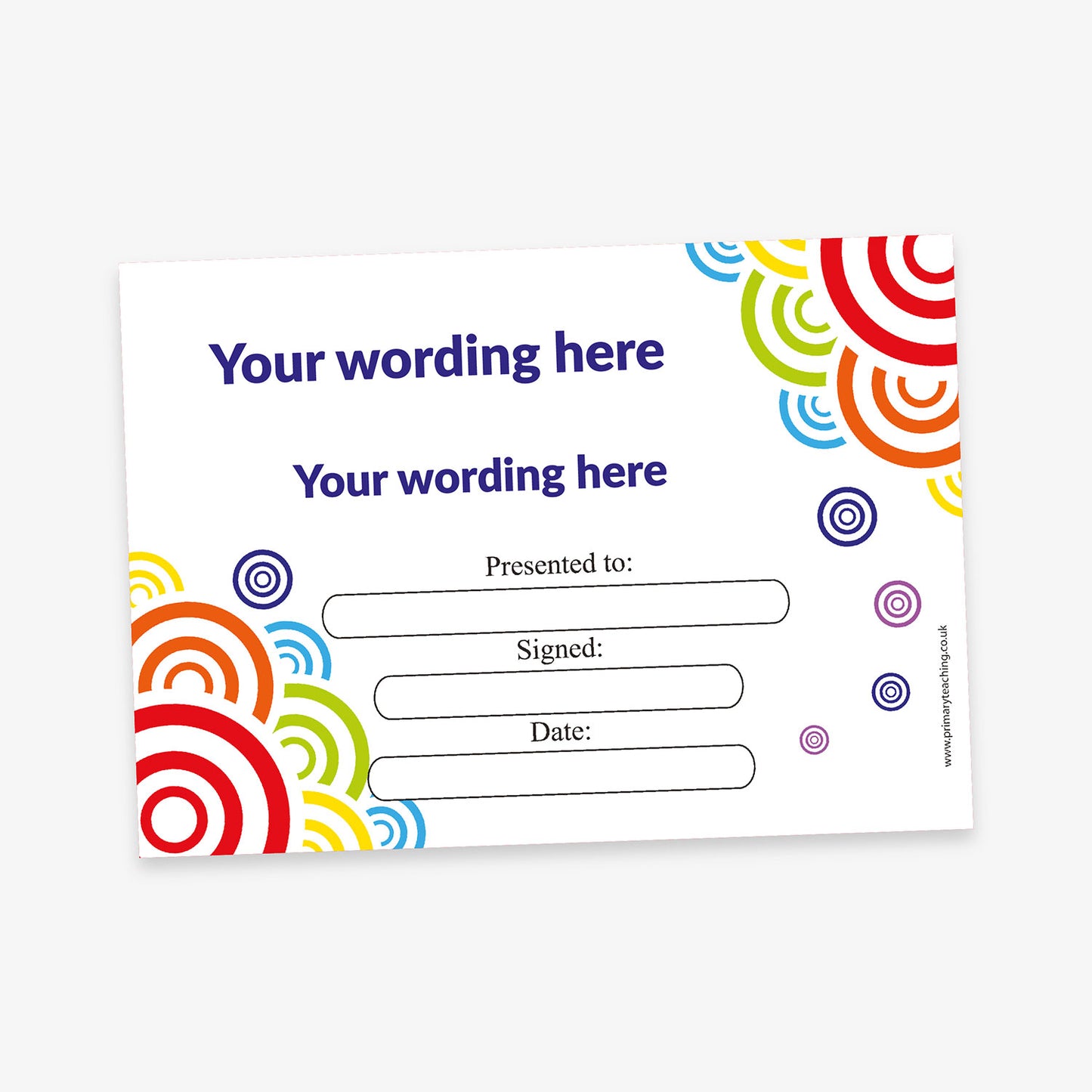 Personalised Colourful Circles Certificate - A5