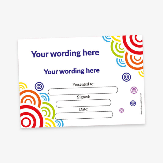 Personalised Colourful Circles Certificate - A5