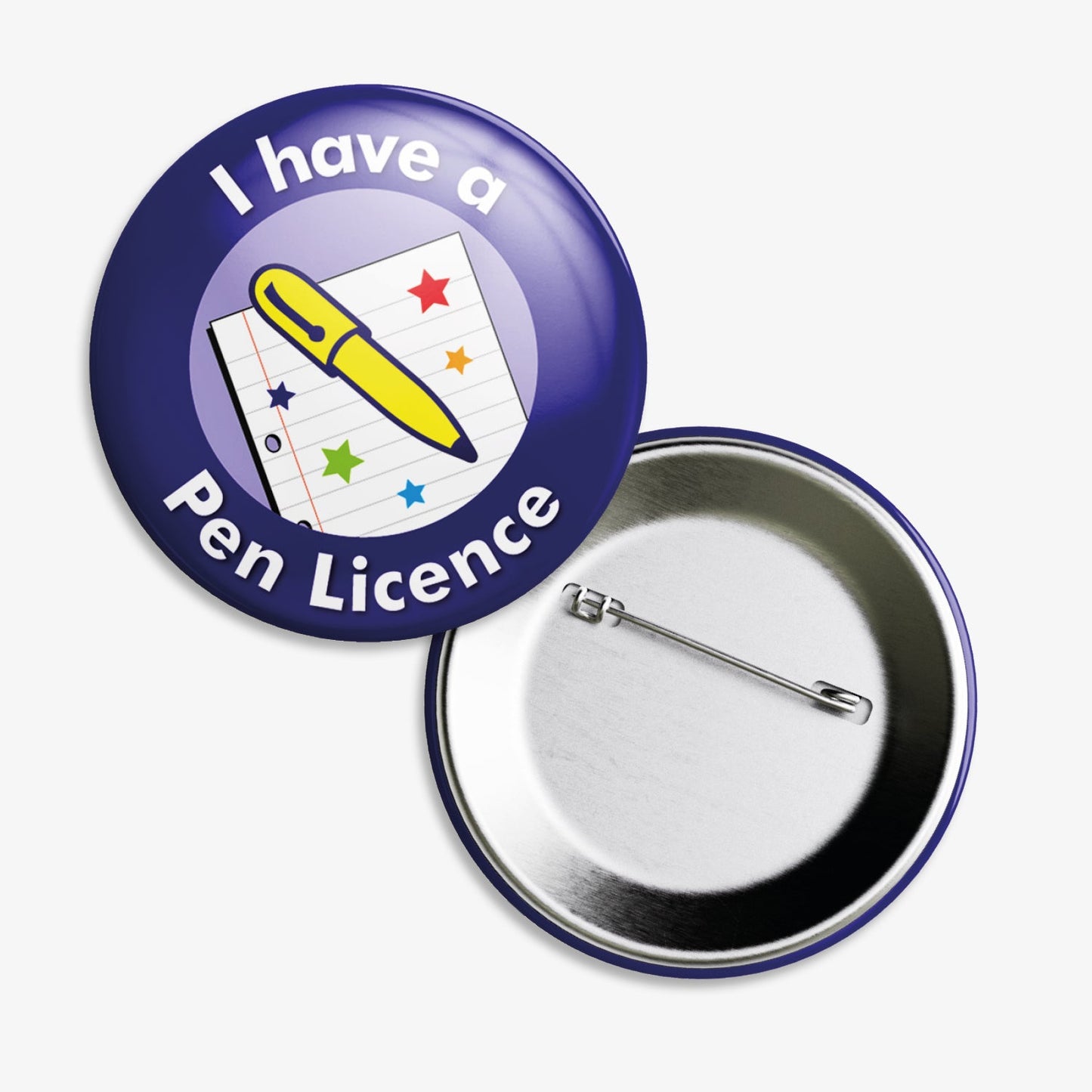 10 I Have a Pen Licence Badges - Blue - 38mm
