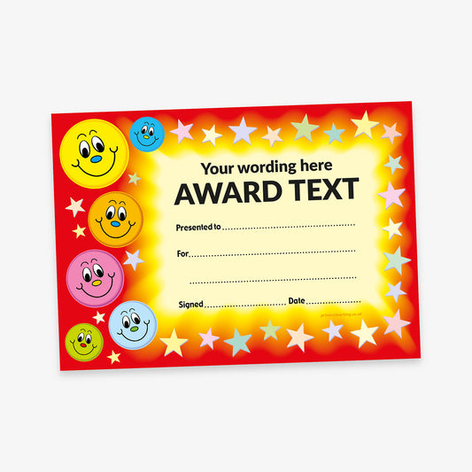 Personalised Happy Face Certificate - A5