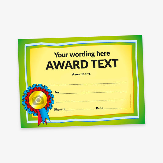 Personalised Rosette Certificate - Green - A5