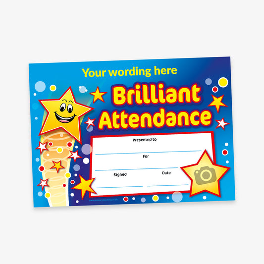 Personalised Brilliant Attendance Certificate - A5