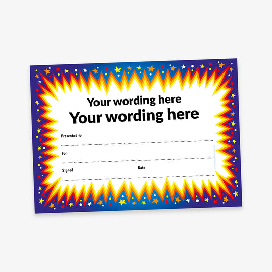 Personalised Star Burst Certificate - A5