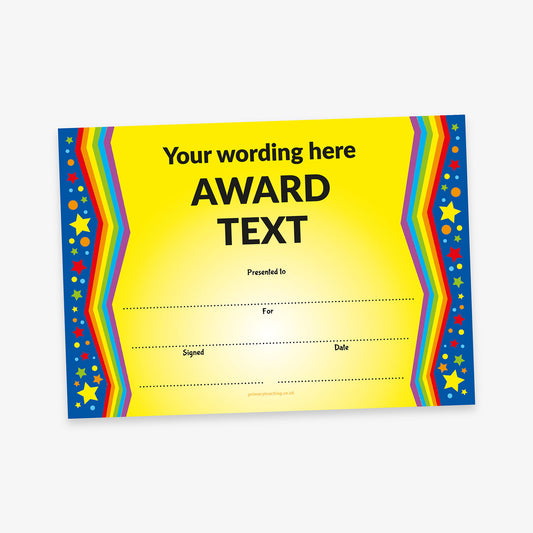 Personalised Rainbow Zigzag Certificate - A5