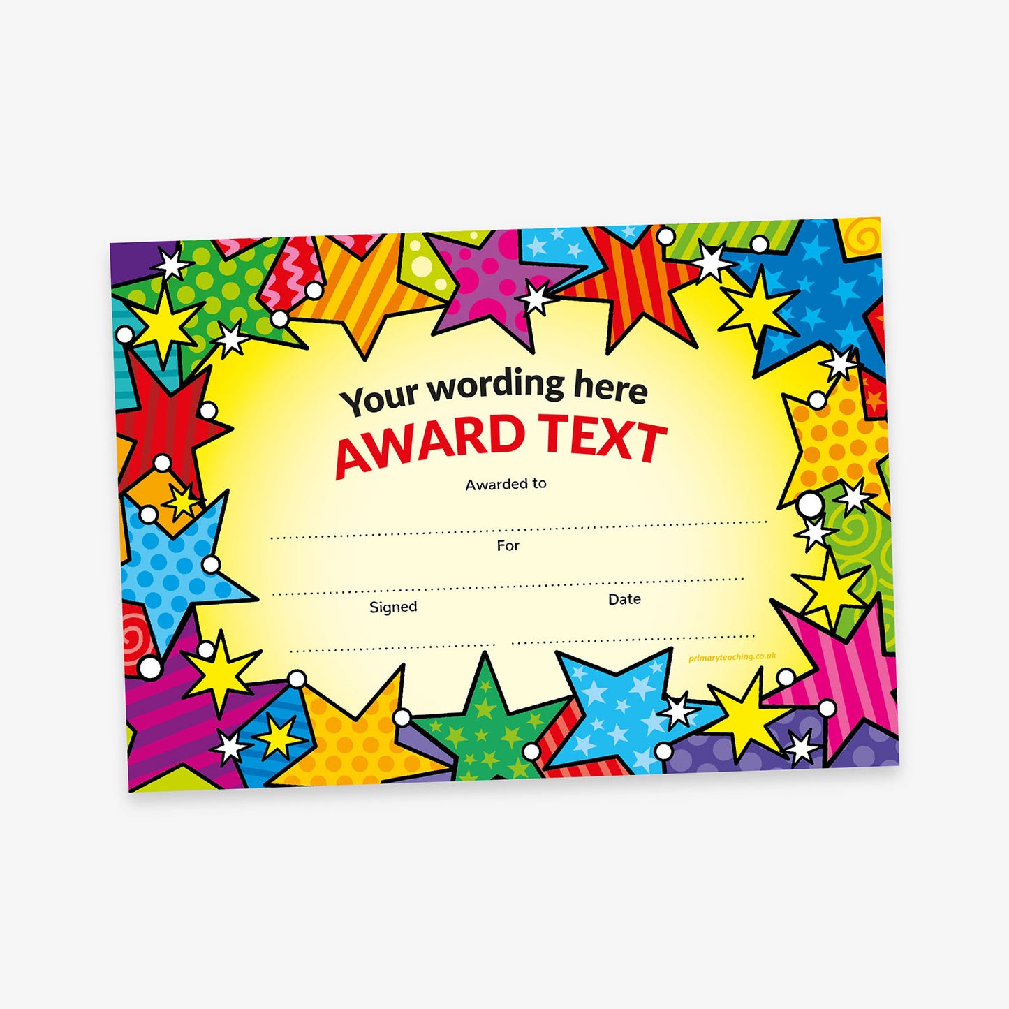 Personalised Patchwork Stars Certificate - A5