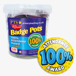 100 Attendance 100% Award Badges - 38mm