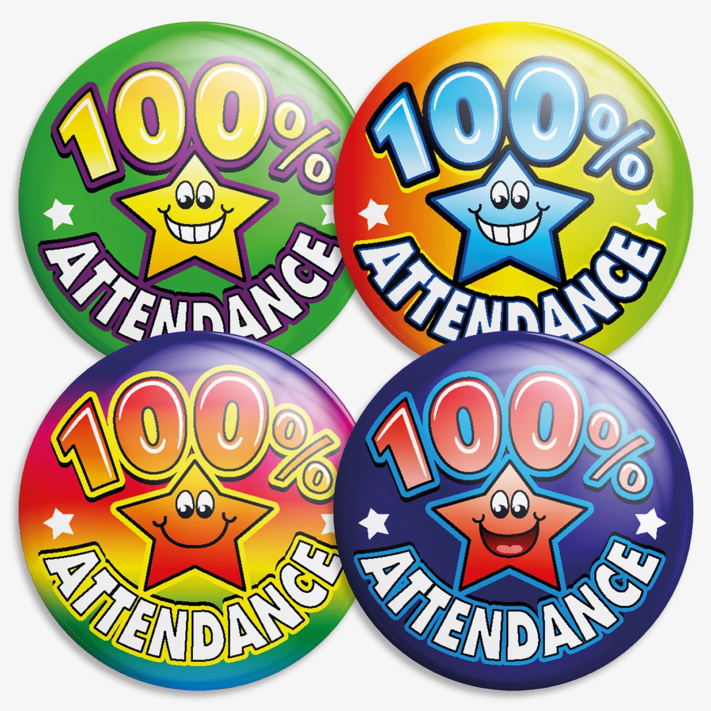 40 Star 100% Attendance Badges - 38mm