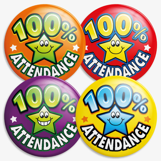 40 Star 100% Attendance Badges - 38mm