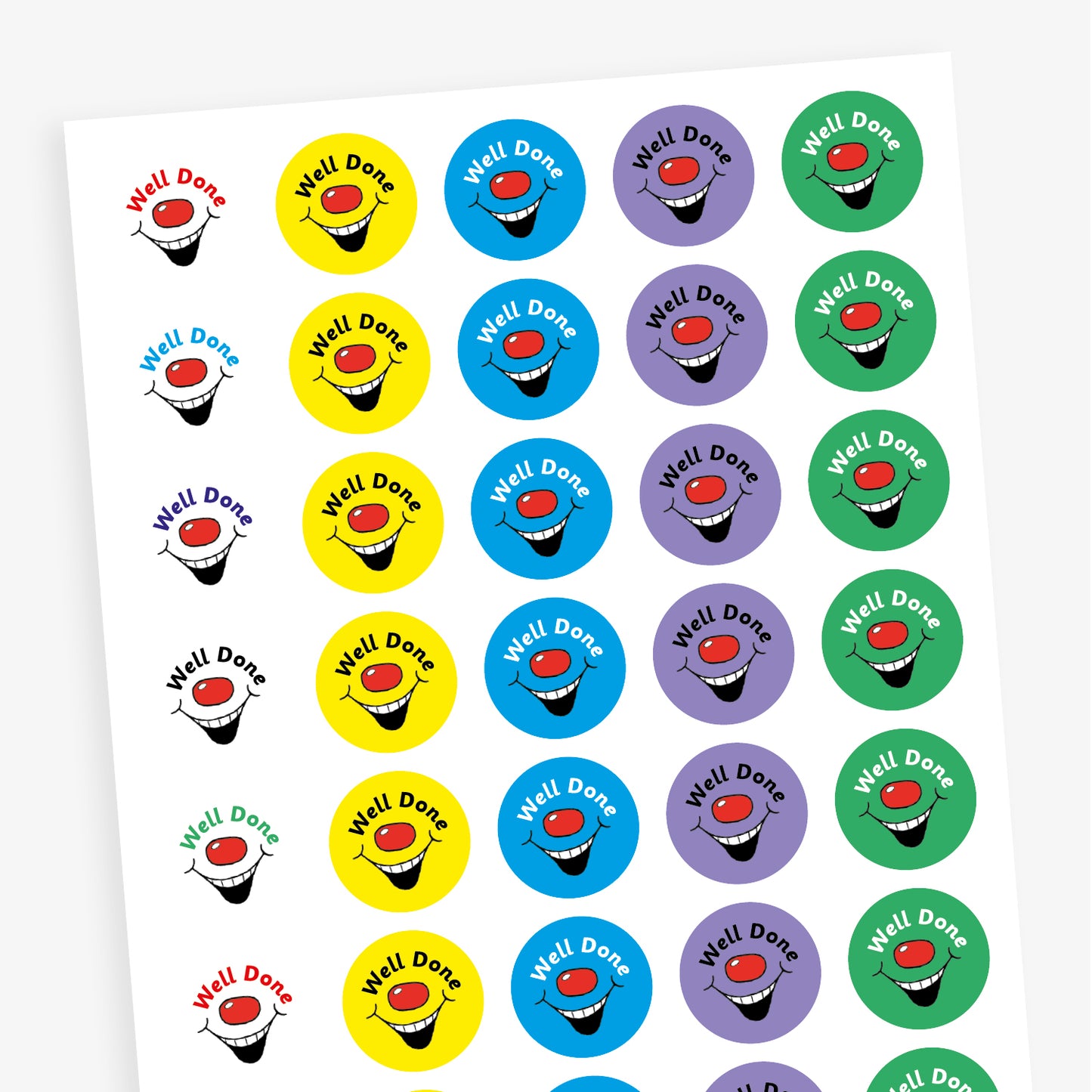35 Smiley Well Done Stickers - 20mm