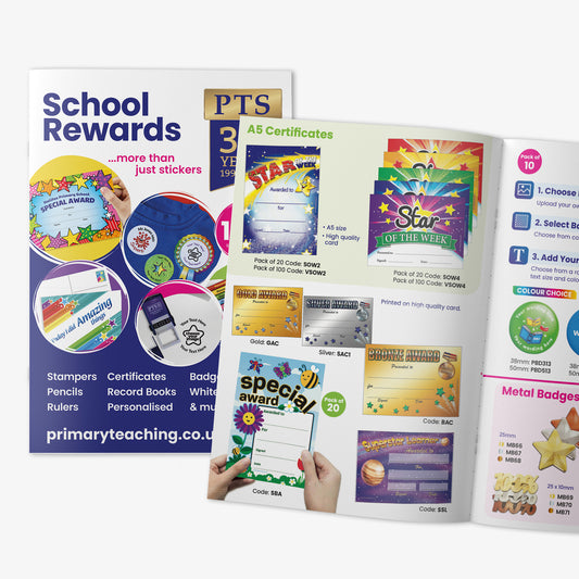 School rewards products including certificates and stickers from Primary Teaching Co.