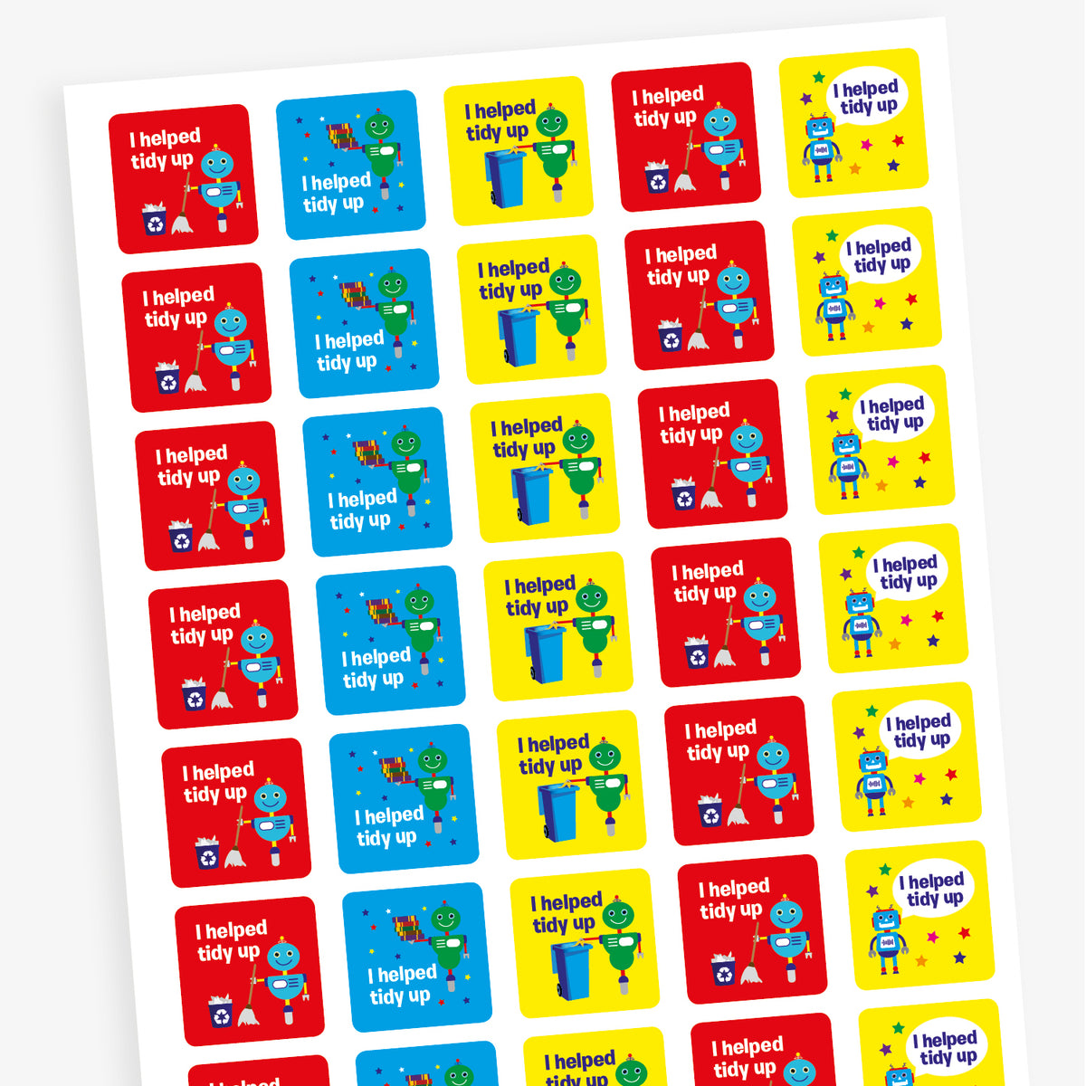 Tidy Sticker I Helped Tidy Up Stickers | Robot | 20mm | Pupil Reward