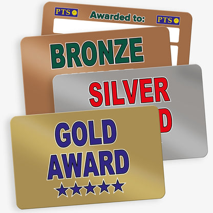 Bronze, Silver, and Gold award certificards