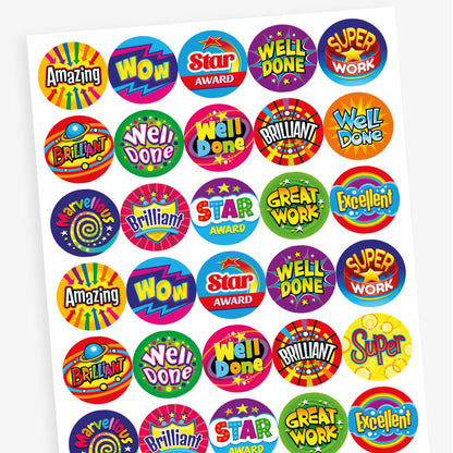 30 Bright Wording Stickers - 25mm