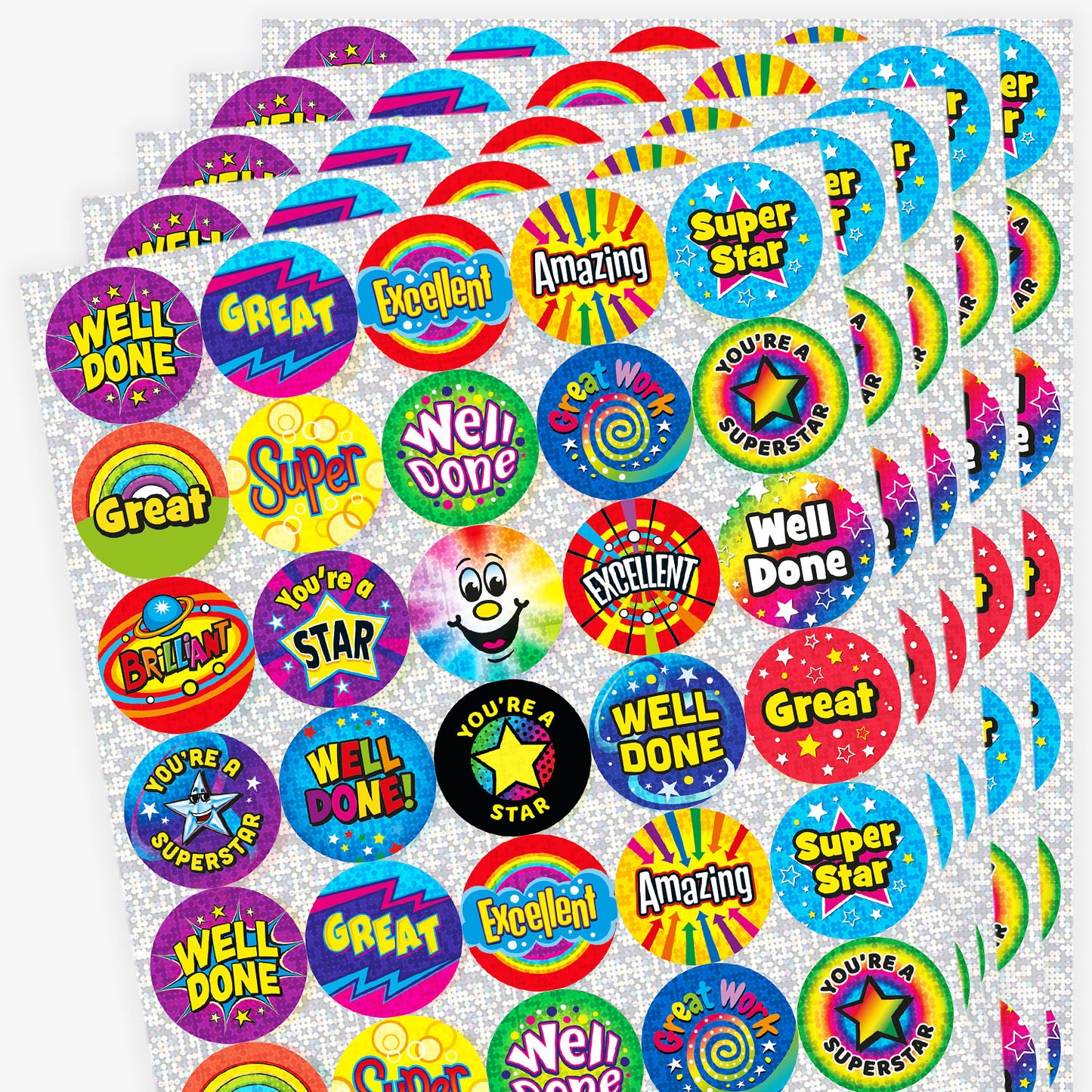 Holographic Assorted Praise Stickers - 37mm