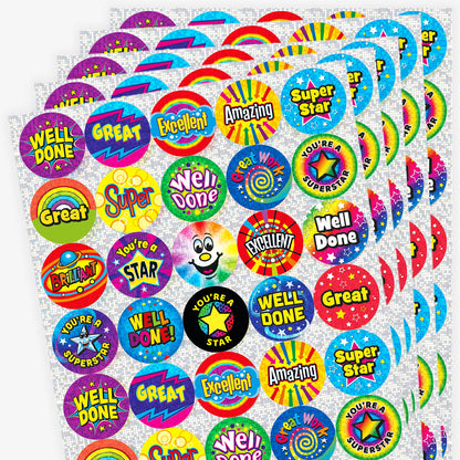 Holographic Assorted Praise Stickers - 37mm