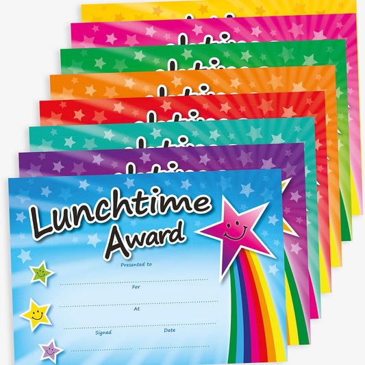 48 Lunchtime Award Shooting Star Certificates - A5