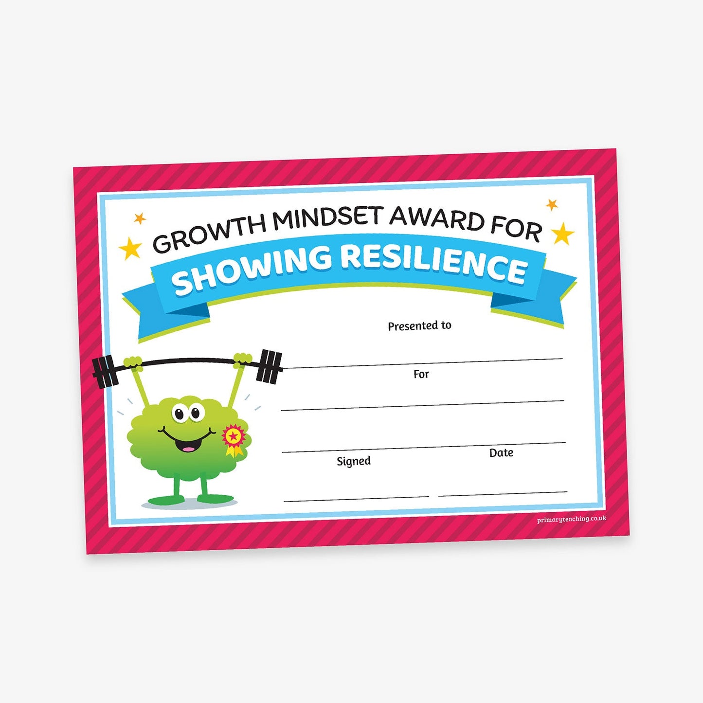 20 Showing Resilience Growth Mindset Certificates - A5